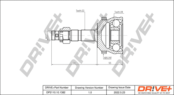 Jeu de joints, arbre de transmission Dr!ve+ DP2110.10.1382