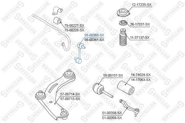 Entretoise/tige, stabilisateur STELLOX 56-00360-SX