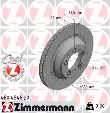 Disque de frein ZIMMERMANN 460.4548.20
