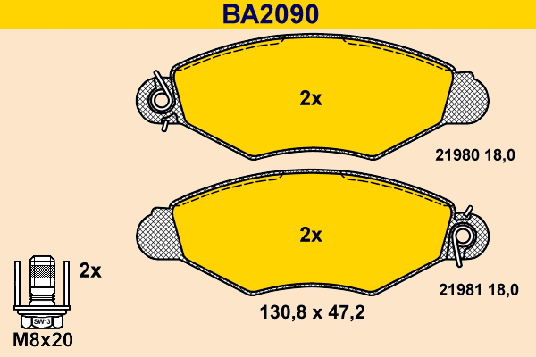 Kit de plaquettes de frein, frein à disque BARUM BA2090
