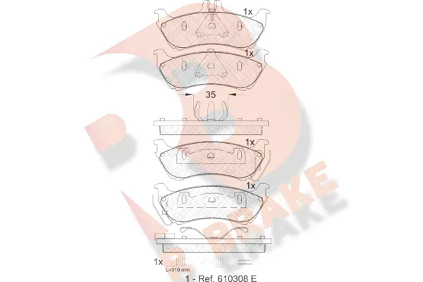 Kit de plaquettes de frein, frein à disque R BRAKE RB1392