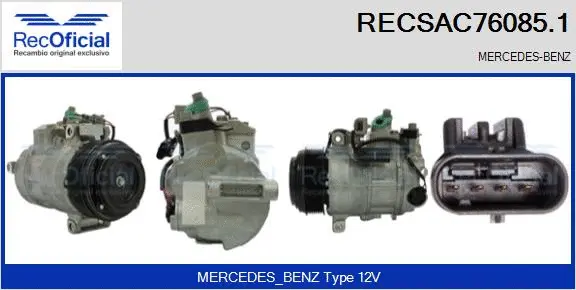 Compresseur, climatisation RECOFICIAL RECSAC76085.1
