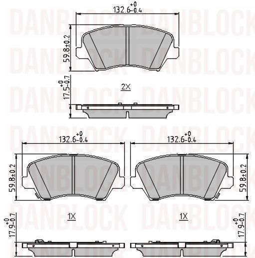 Kit de plaquettes de frein, frein à disque DANBLOCK DB 511436