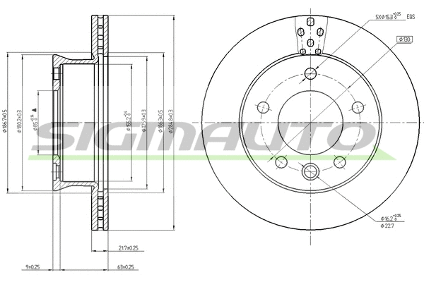Disque de frein SIGMAUTO DB0361V
