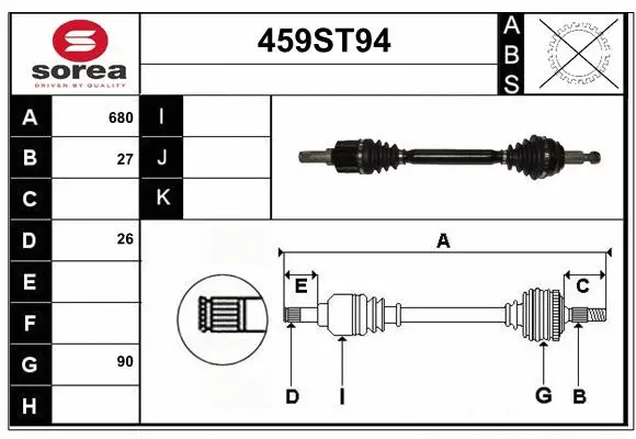 Arbre de transmission STARTCAR 459ST94