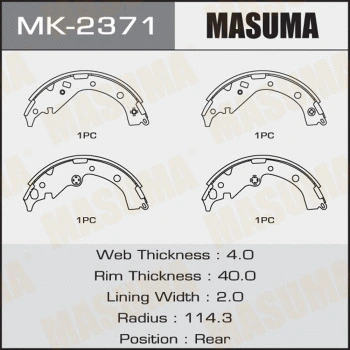 Jeu de mâchoires de frein MASUMA MK-2371