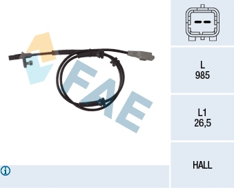 Capteur, vitesse de roue FAE 78118