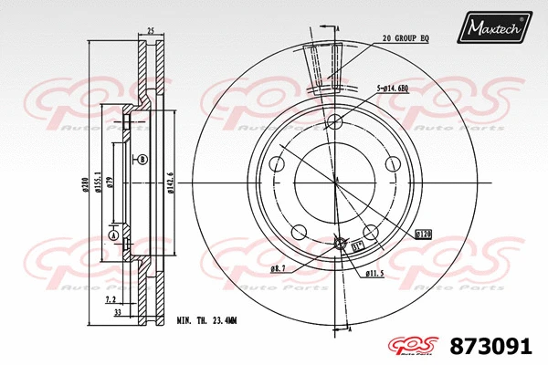 Disque de frein MAXTECH 873091