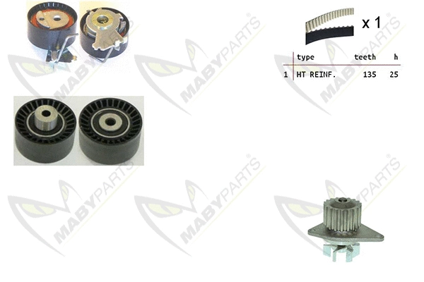 Pompe à eau + kit de courroie crantée MABYPARTS OBKWP0117