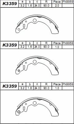 Jeu de mâchoires de frein ASIMCO K3359
