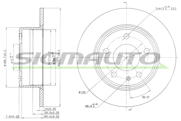 Disque de frein SIGMAUTO DBA086S