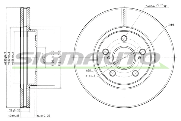 Disque de frein SIGMAUTO DBB446V