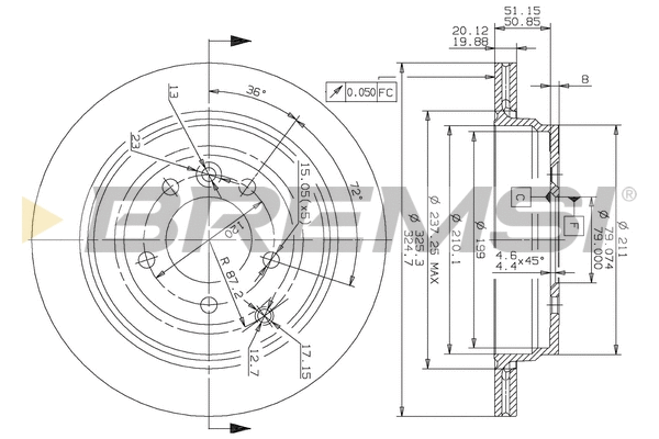 Disque de frein BREMSI CD7431V