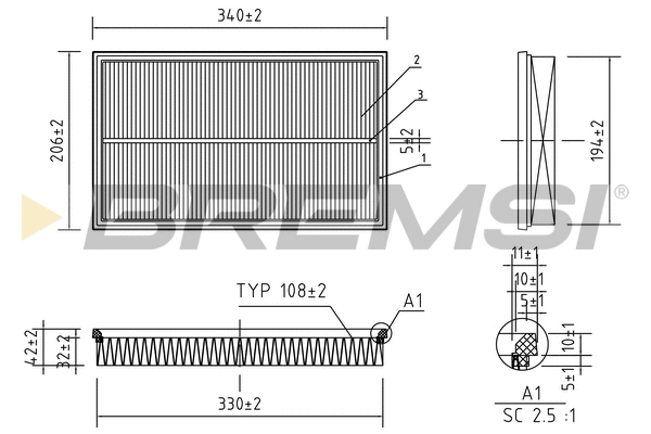 Filtre à air BREMSI FA2165