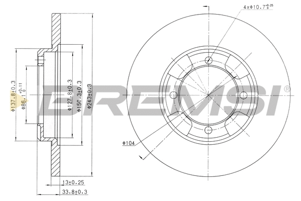 Disque de frein BREMSI CD6343S