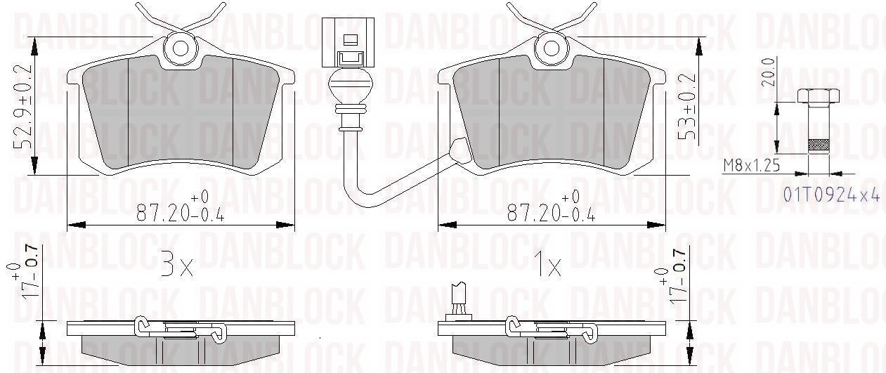 Kit de plaquettes de frein, frein à disque DANBLOCK DB 510227