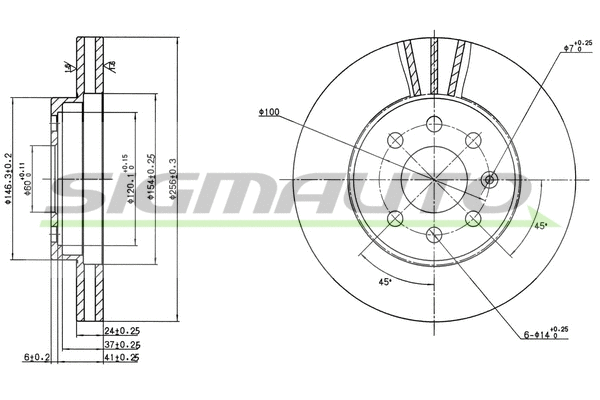 Disque de frein SIGMAUTO DBB097V