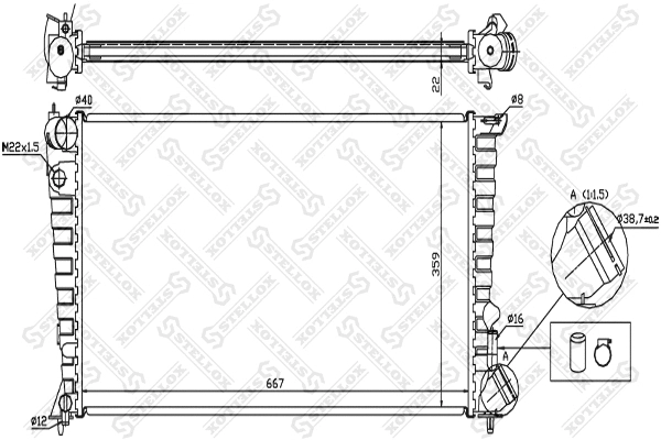 Radiateur, refroidissement du moteur STELLOX 10-25654-SX