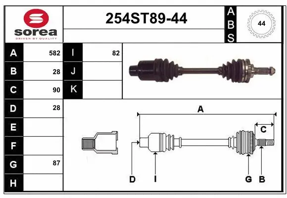 Arbre de transmission STARTCAR 254ST89-44