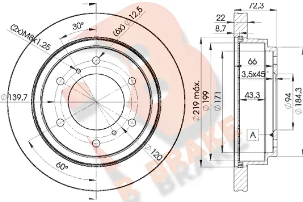 Disque de frein R BRAKE 78RBD18067