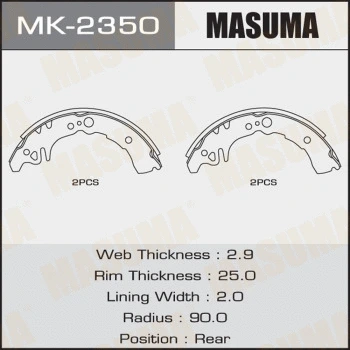 Jeu de mâchoires de frein MASUMA MK-2350