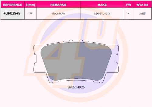 Kit de plaquettes de frein, frein à disque 4u 4UP03949
