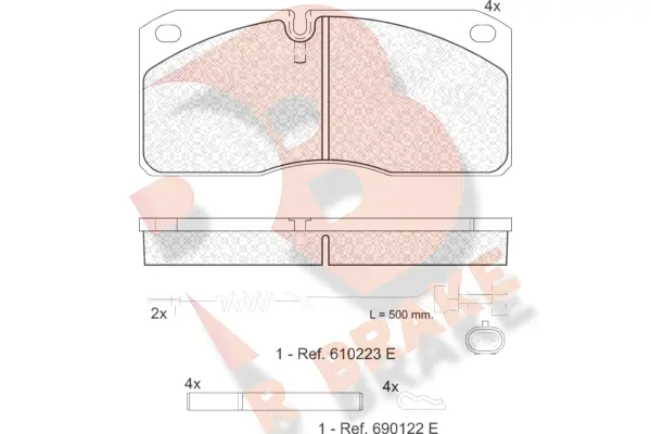 Kit de plaquettes de frein, frein à disque R BRAKE RB1078-111