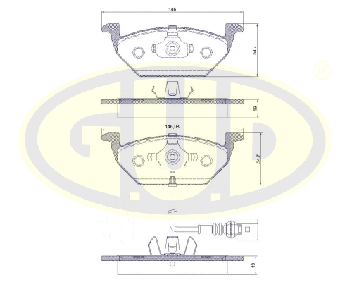 Kit de plaquettes de frein, frein à disque G.U.D. GBP880110