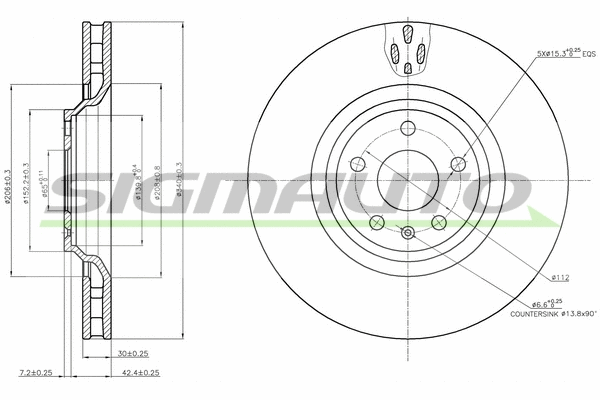 Disque de frein SIGMAUTO DBB847V