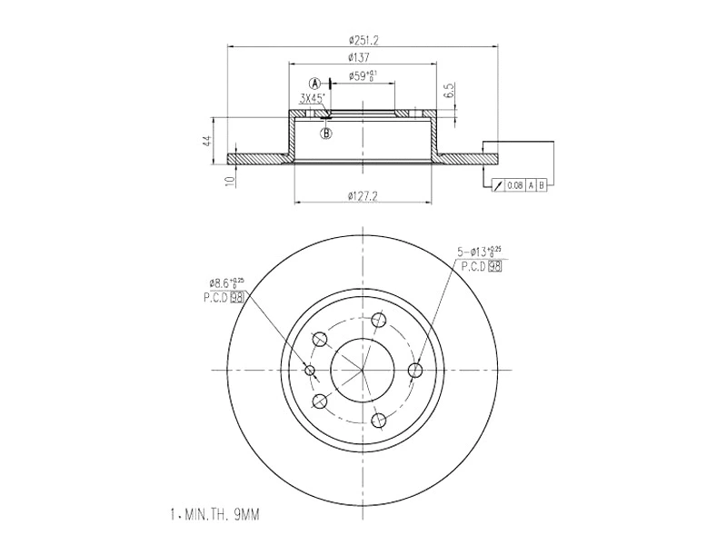 Disque de frein A.Z. Meisterteile AZMT-44-024-1009