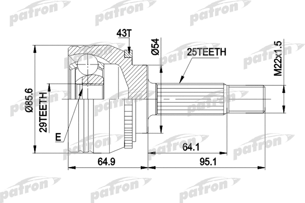 Jeu de joints, arbre de transmission PATRON PCV1385