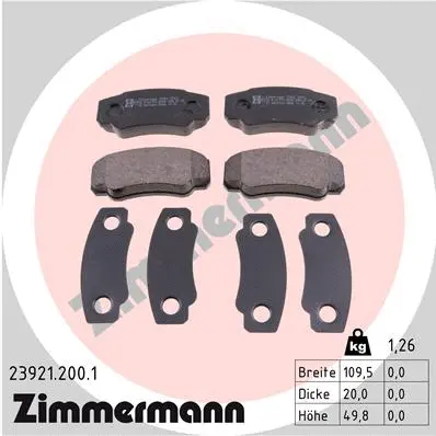 Kit de plaquettes de frein, frein à disque ZIMMERMANN 23921.200.1