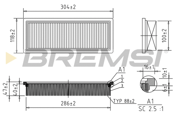 Filtre à air BREMSI FA1377