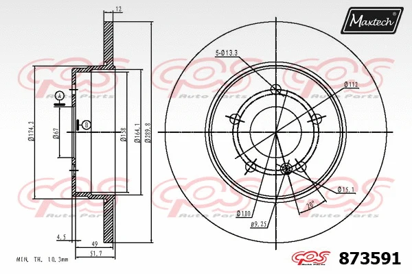 Disque de frein MAXTECH 873591