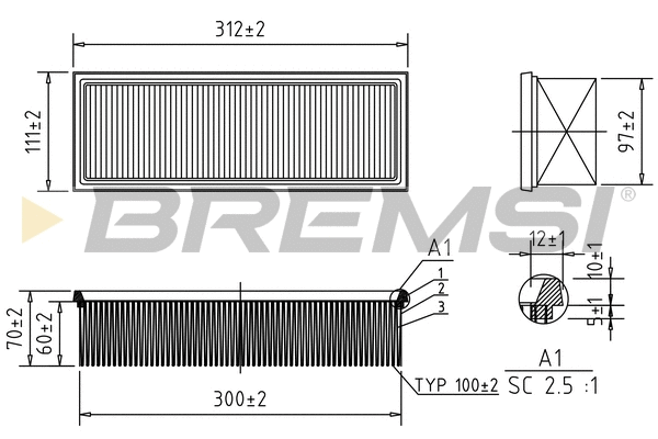 Filtre à air BREMSI FA2092