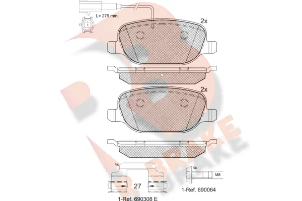 Kit de plaquettes de frein, frein à disque R BRAKE RB1996-203