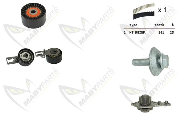 Pompe à eau + kit de courroie crantée MABYPARTS OBKWP0134