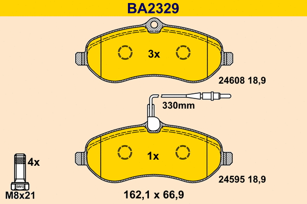 Kit de plaquettes de frein, frein à disque BARUM BA2329