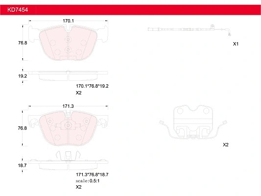 Kit de plaquettes de frein, frein à disque ASIMCO KD7454