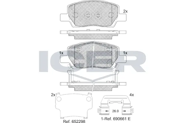 Kit de plaquettes de frein, frein à disque ICER 182420