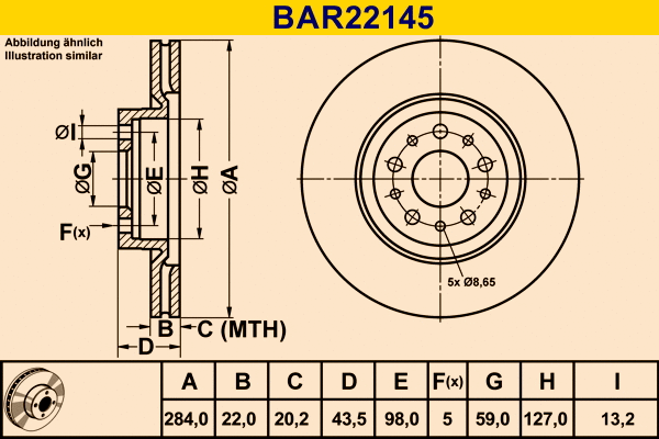 Disque de frein BARUM BAR22145