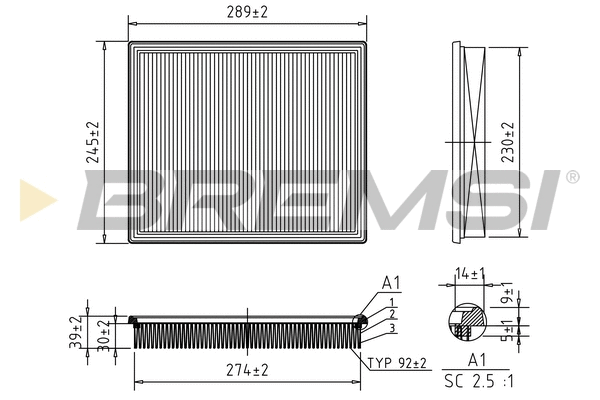 Filtre à air BREMSI FA1673