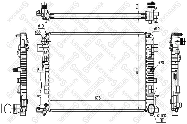 Radiateur, refroidissement du moteur STELLOX 10-26552-SX