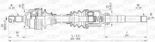 Arbre de transmission OPEN PARTS DRS6434.00
