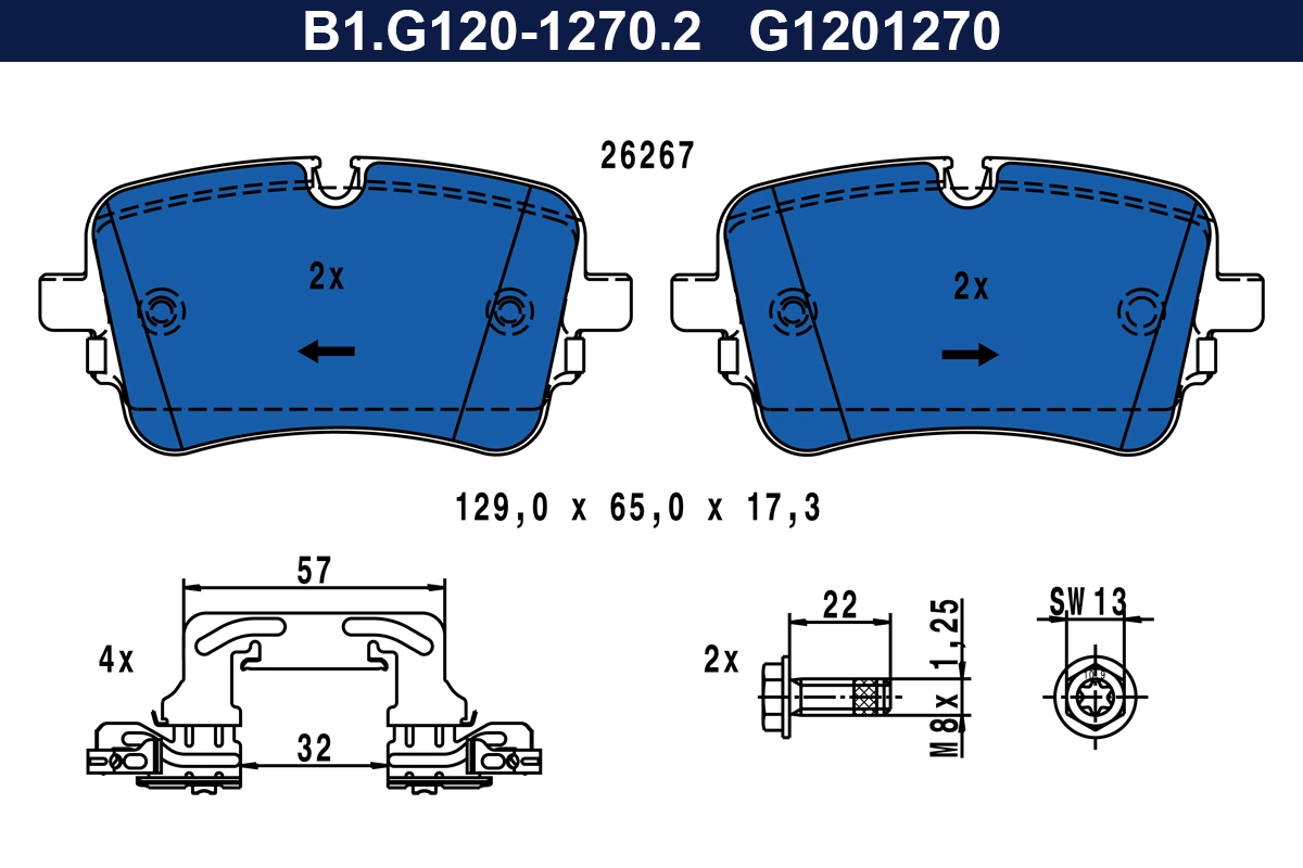 Kit de plaquettes de frein, frein à disque GALFER B1.G120-1270.2