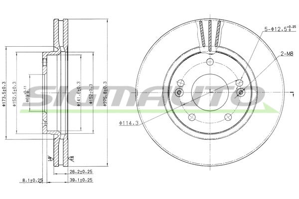 Disque de frein SIGMAUTO DBB239V
