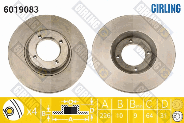 Disque de frein GIRLING 6019083