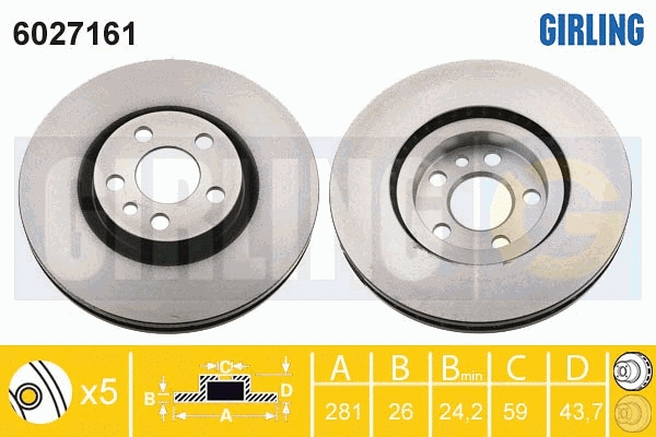 Disque de frein GIRLING 6027161