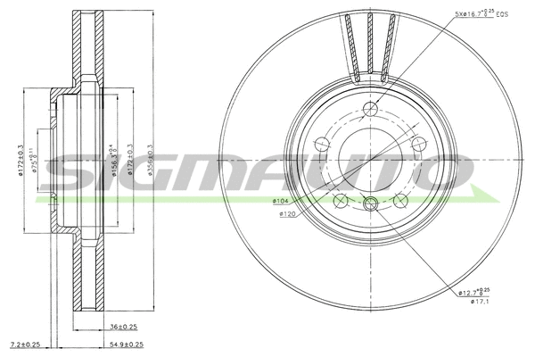 Disque de frein SIGMAUTO DBB584V