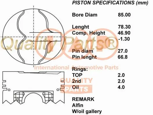 Piston IAP QUALITY PARTS 100-13030